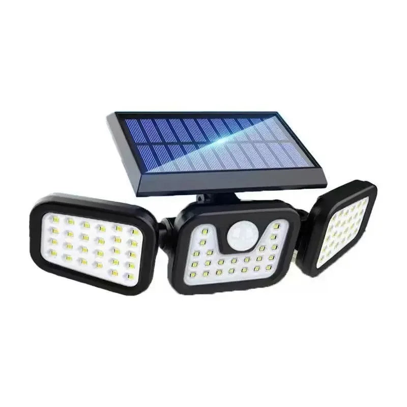 Led Solar Light Outdoor Motion Sensor Human Body Sensing Adjustable Head Ip65 Waterproof Solar Three Head Wall Lamp Garden
